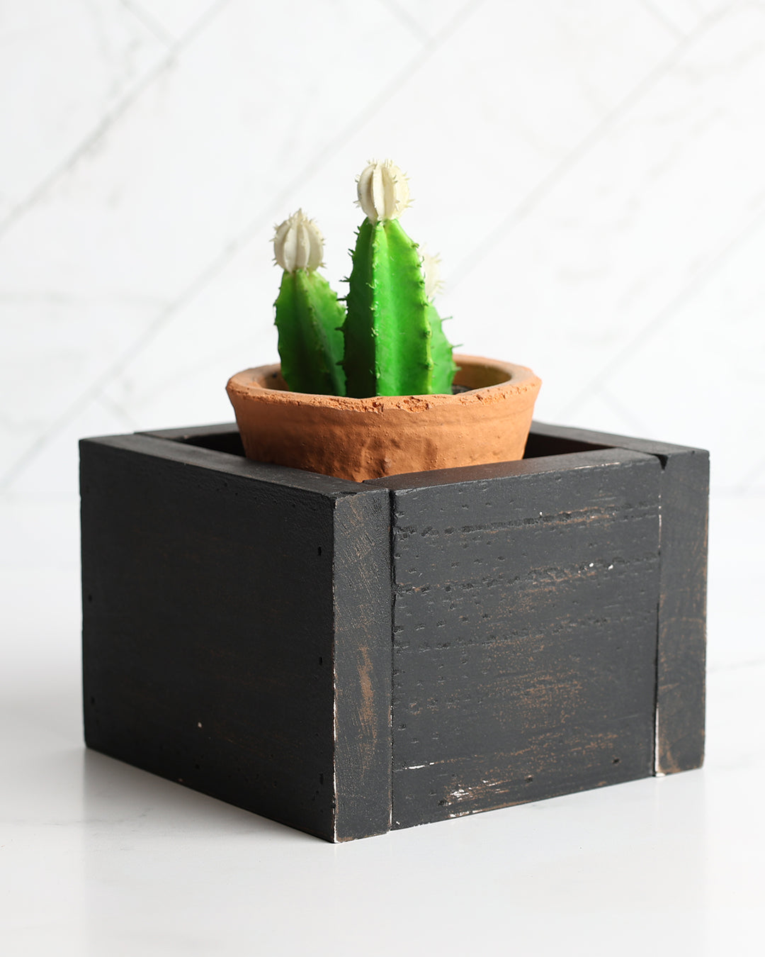 Farmhouse Distressed Black Planter Box