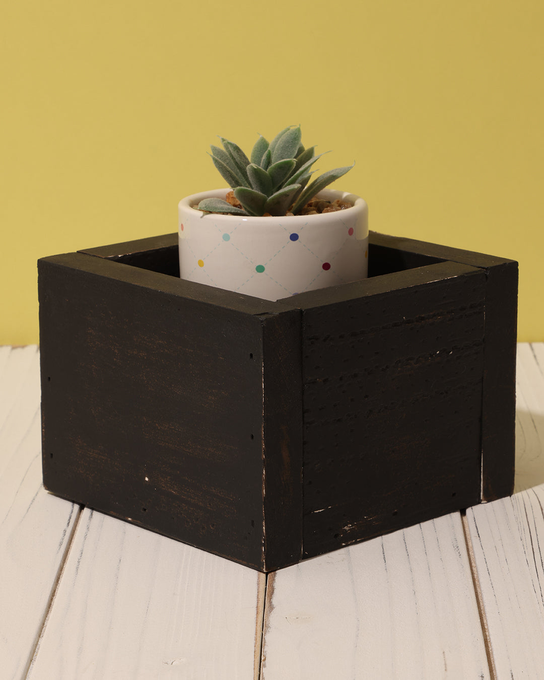 Farmhouse Distressed Black Planter Box