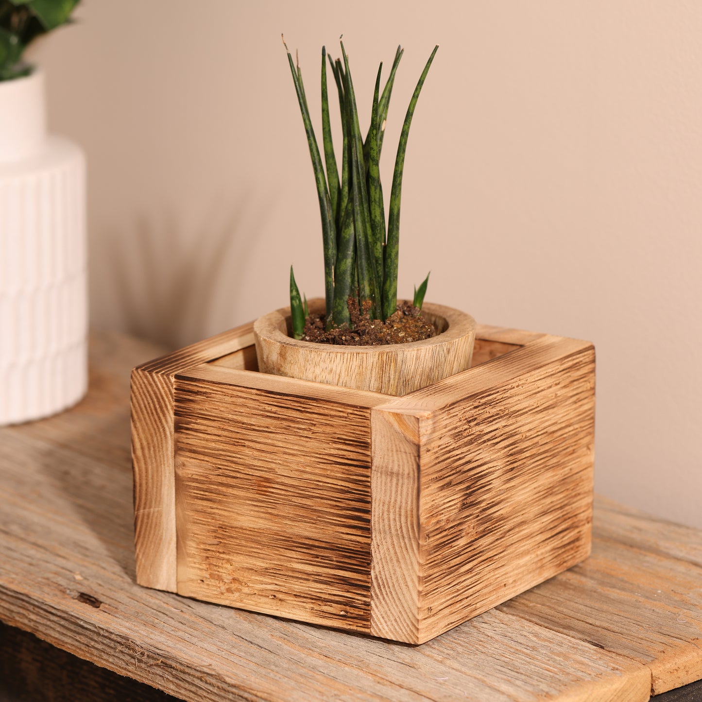 Burned Cedar Planter Box