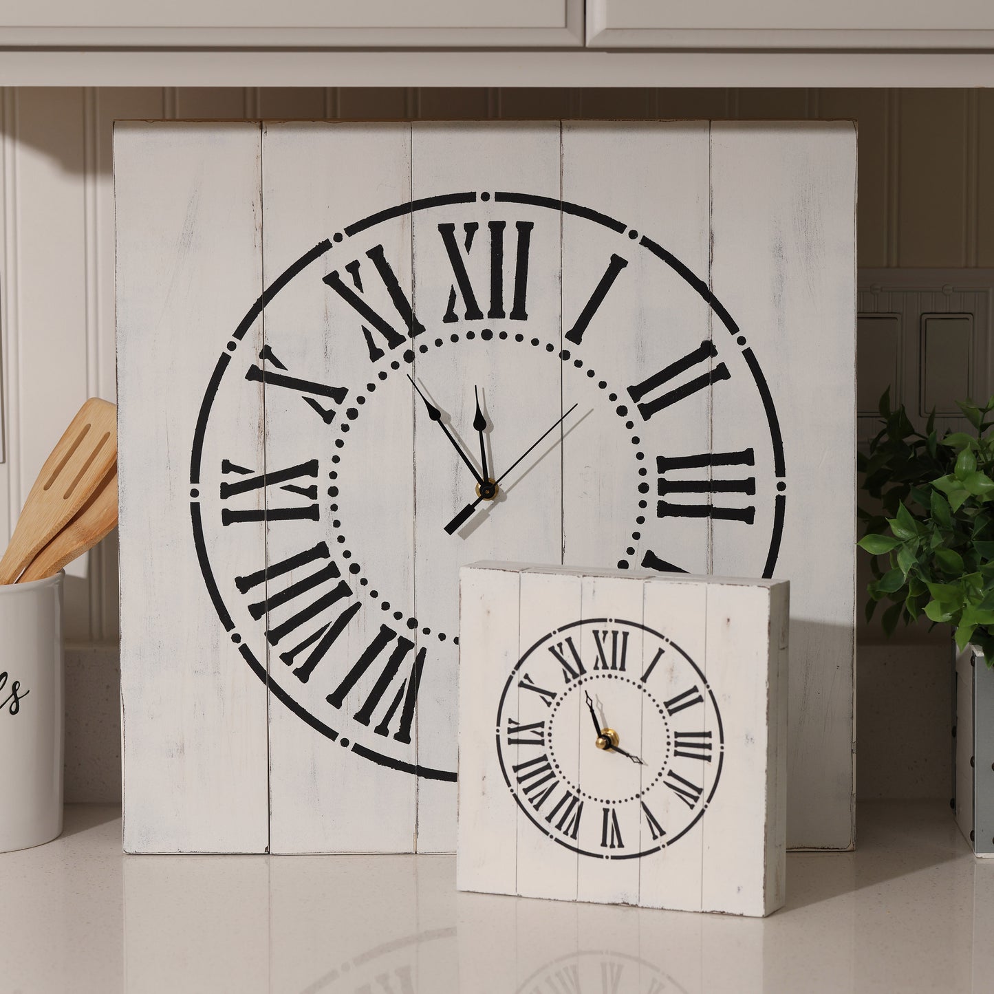 White Handmade Farmhouse Clock