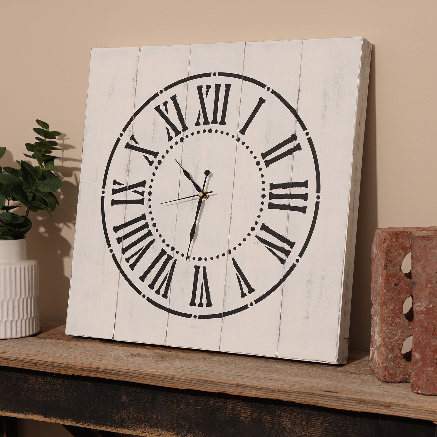 White Handmade Farmhouse Clock