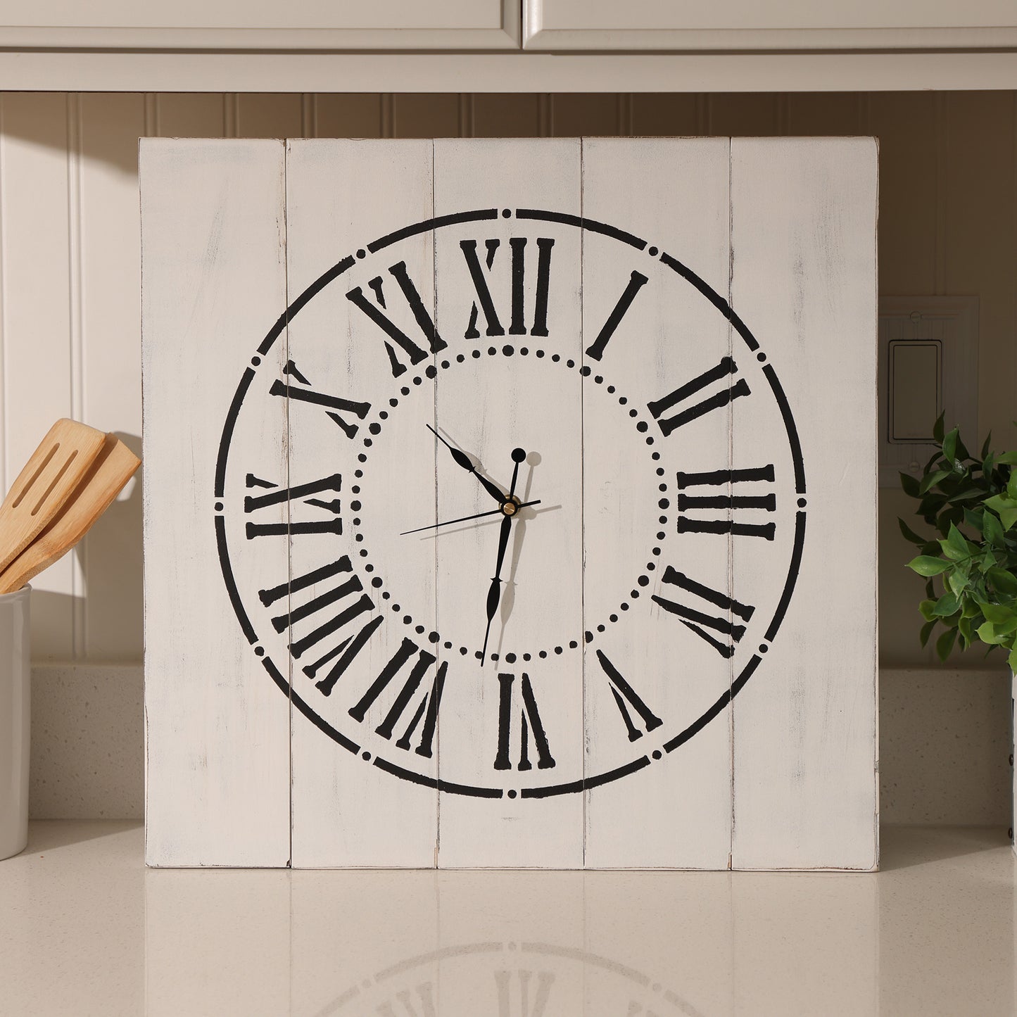 White Handmade Farmhouse Clock