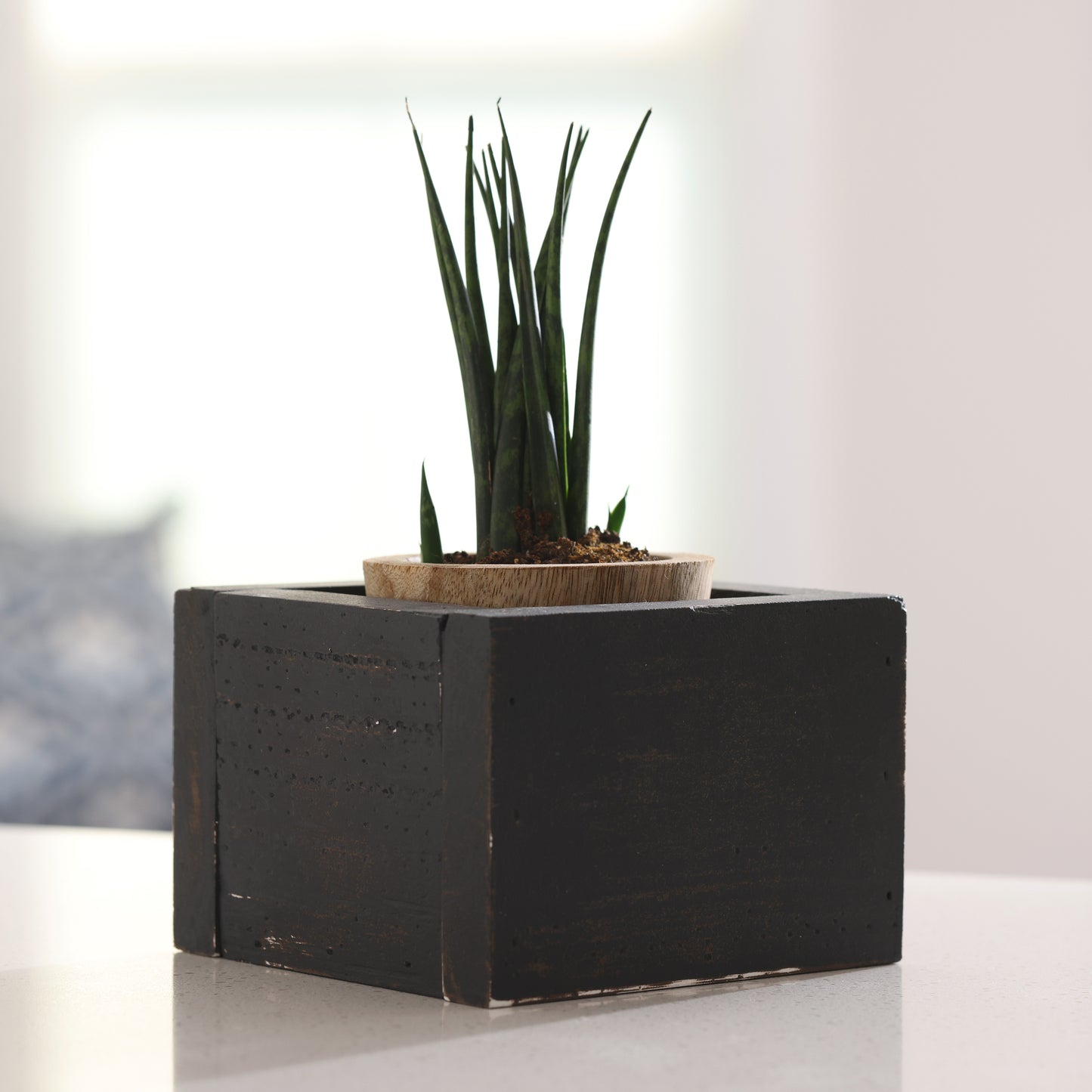 Farmhouse Distressed Black Planter Box